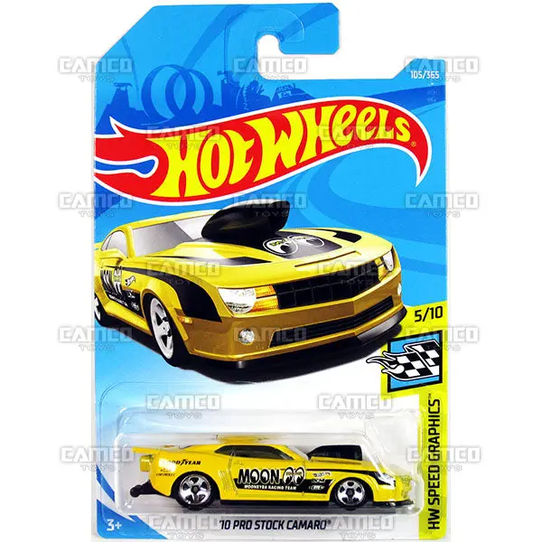10 Pro Stock Camaro #105 Yellow - 2018 Hot Wheels 1