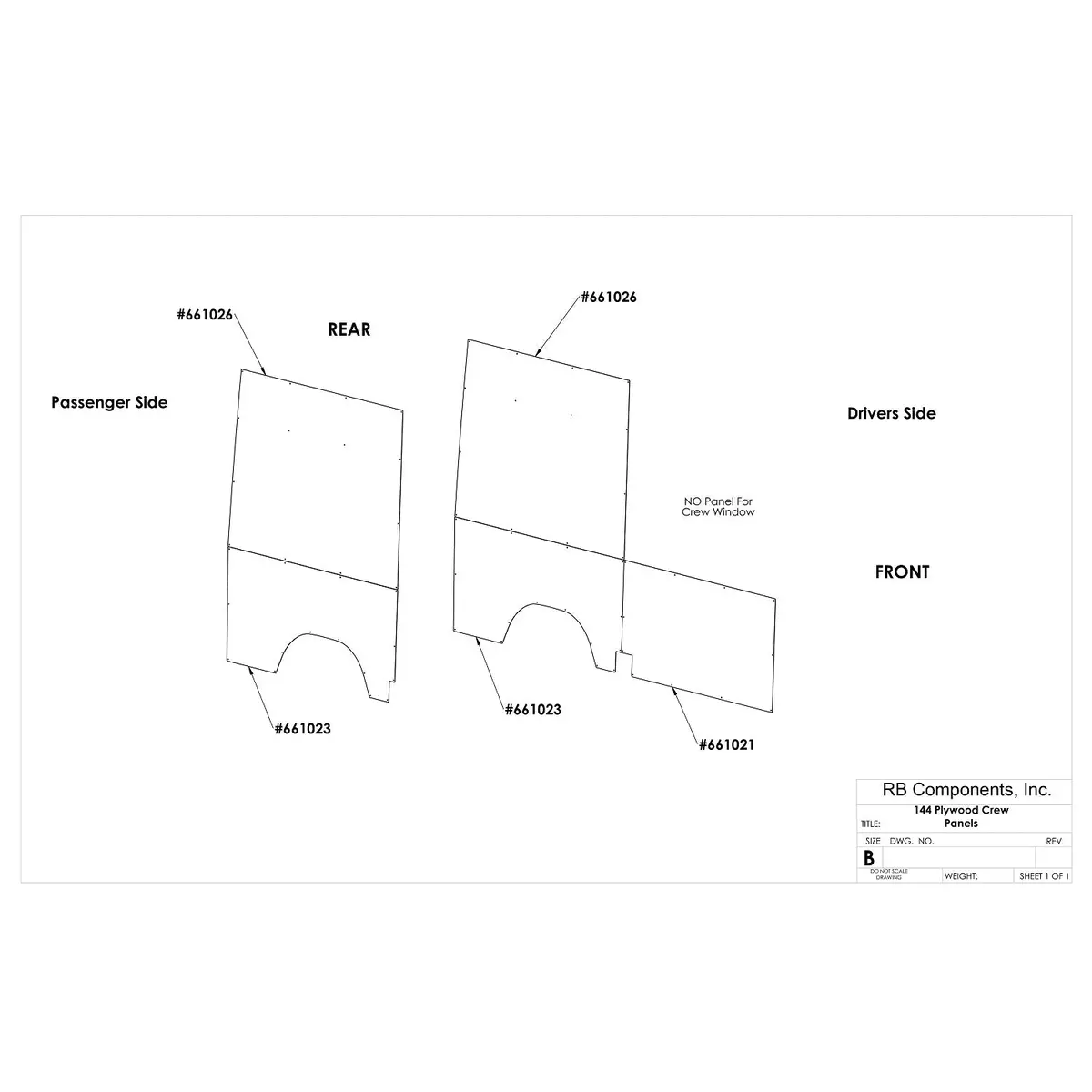 07-18 Sprinter Van Wall Liner Kit, 144" High Roof, Plywood - Crew 1