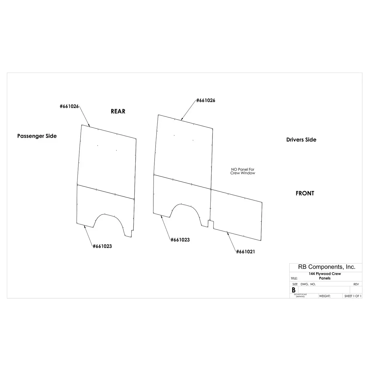 2019+ Sprinter Van Wall Liner Kit, 144" High Roof, Plywood - Crew 1