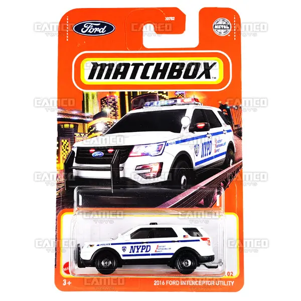 2016 Ford Interceptor Utility #95 White - 2022 Matchbox 1