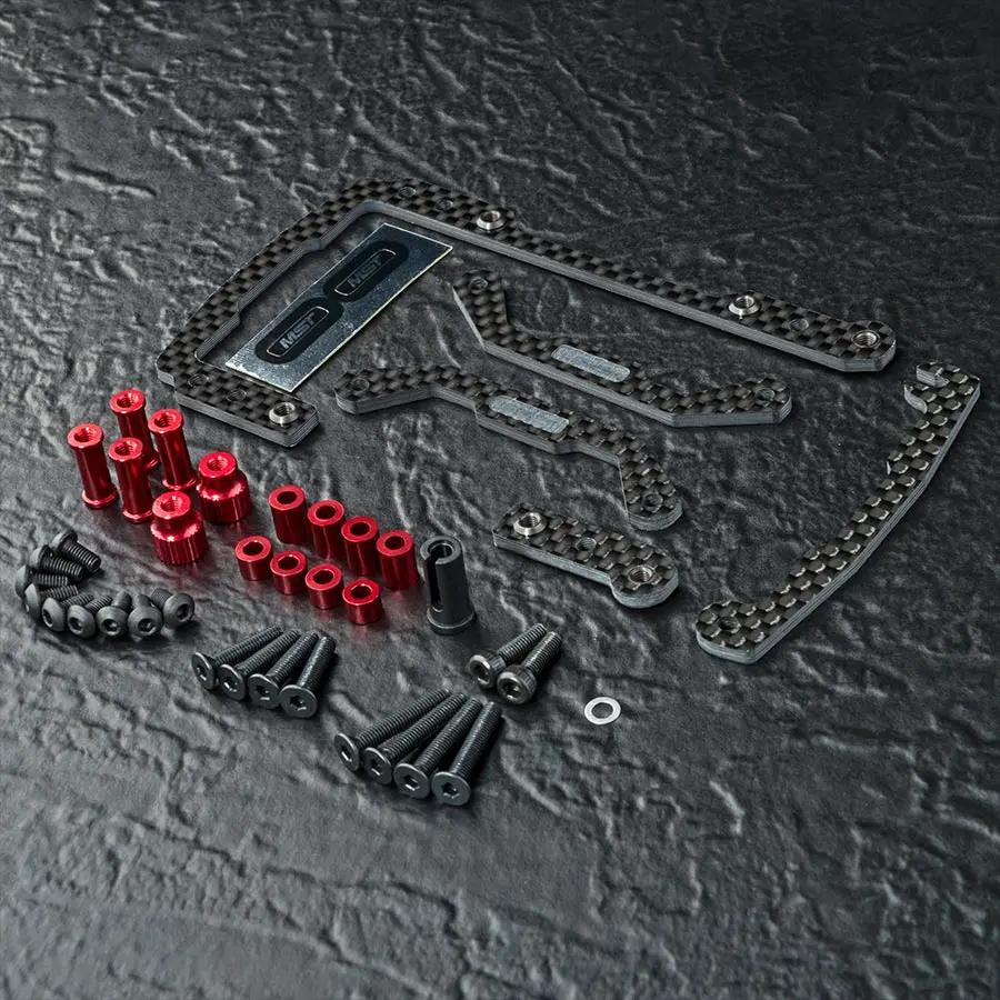 Mst Carbon Short Battery Holder Set - Red 1