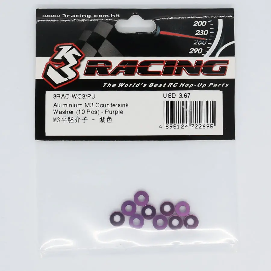 3Racing Alum. M3 Countersunk Washer - Purple 1