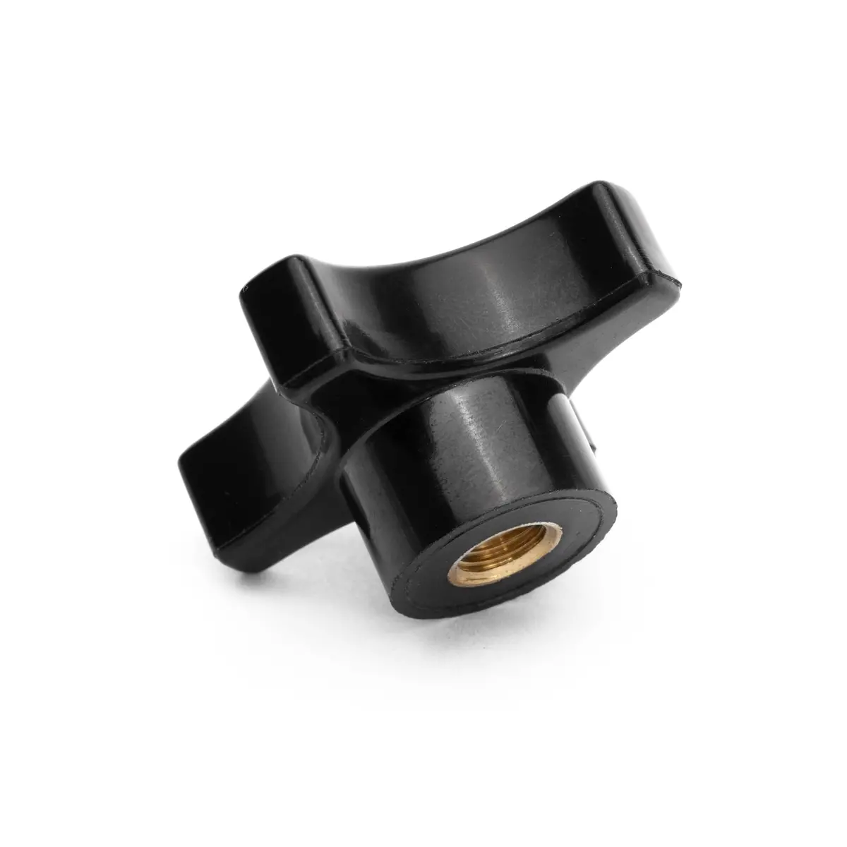 Four Arm Knob, Black, Threaded 1