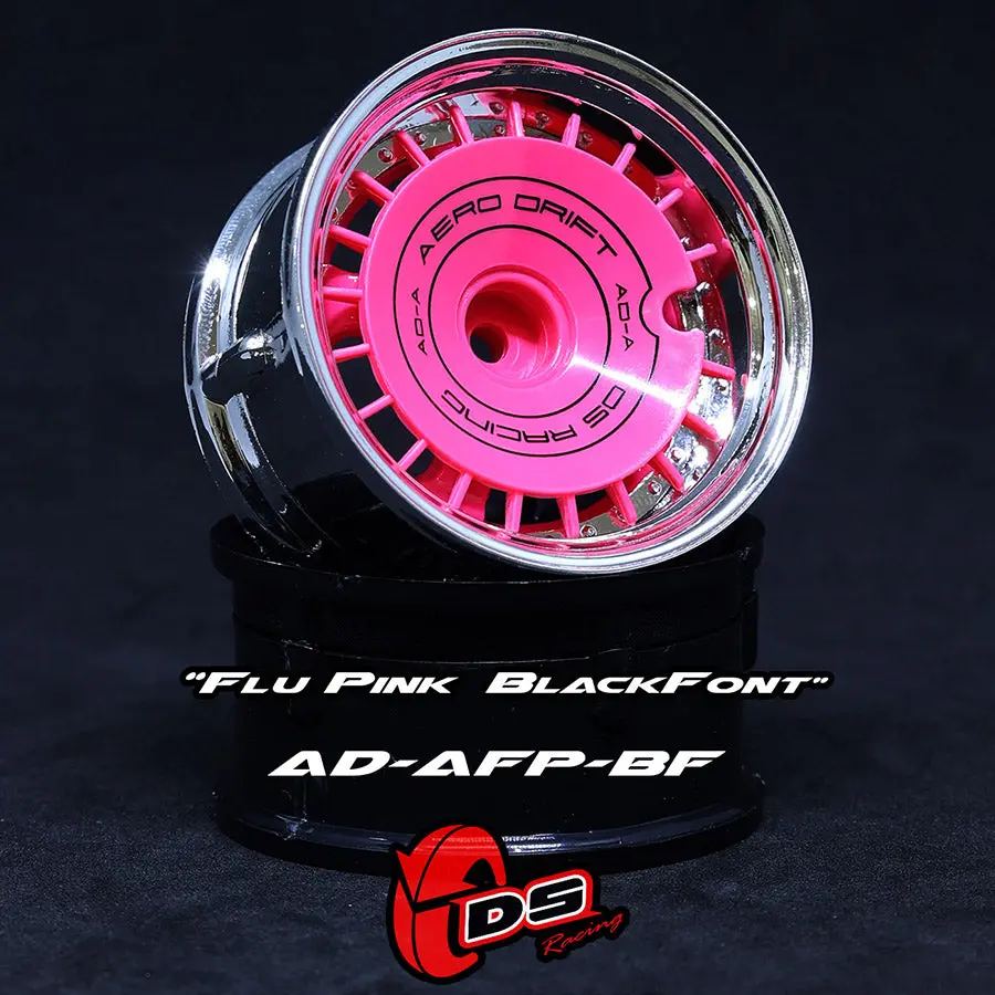 Aero Drift Wheel Cover - Sloped Flu Pink W/ Black Font 1