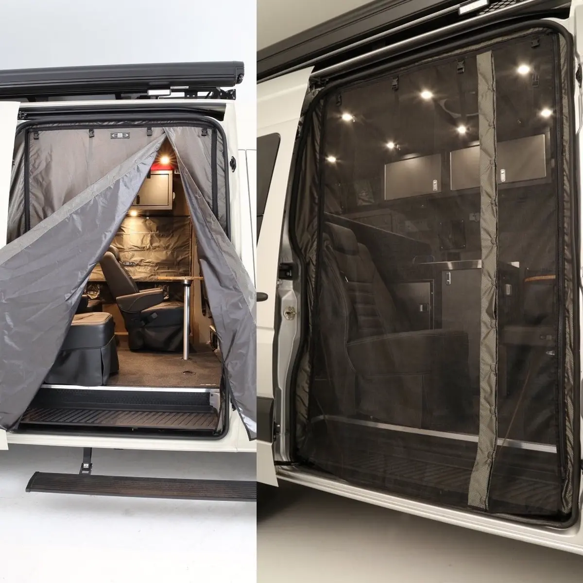 2007+ Sprinter Van Fabric - Passenger Sliding Door Bug Net + Solid Cover Set 1