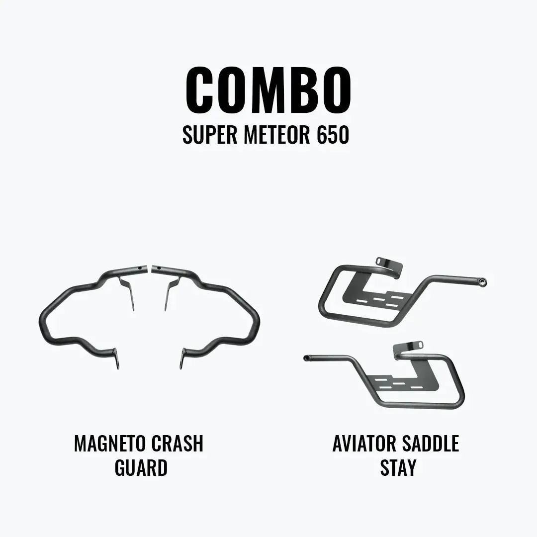Legundary Super Meteor 650 Combo Magneto Crash Guard And Aviator Saddle Stay 1