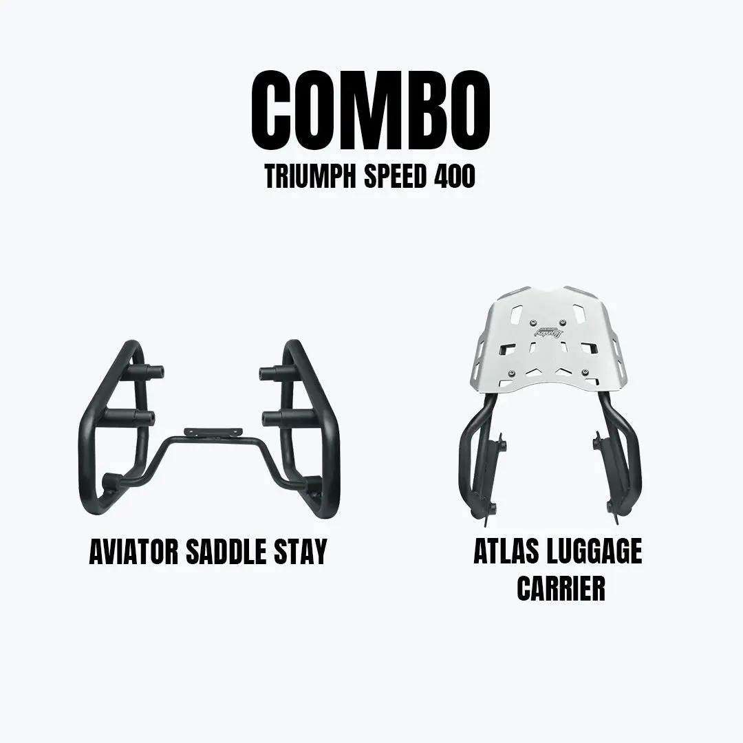 Legundary Triumph Speed 400 Aviator Saddle Stay & Atlas Carrier Combo 1