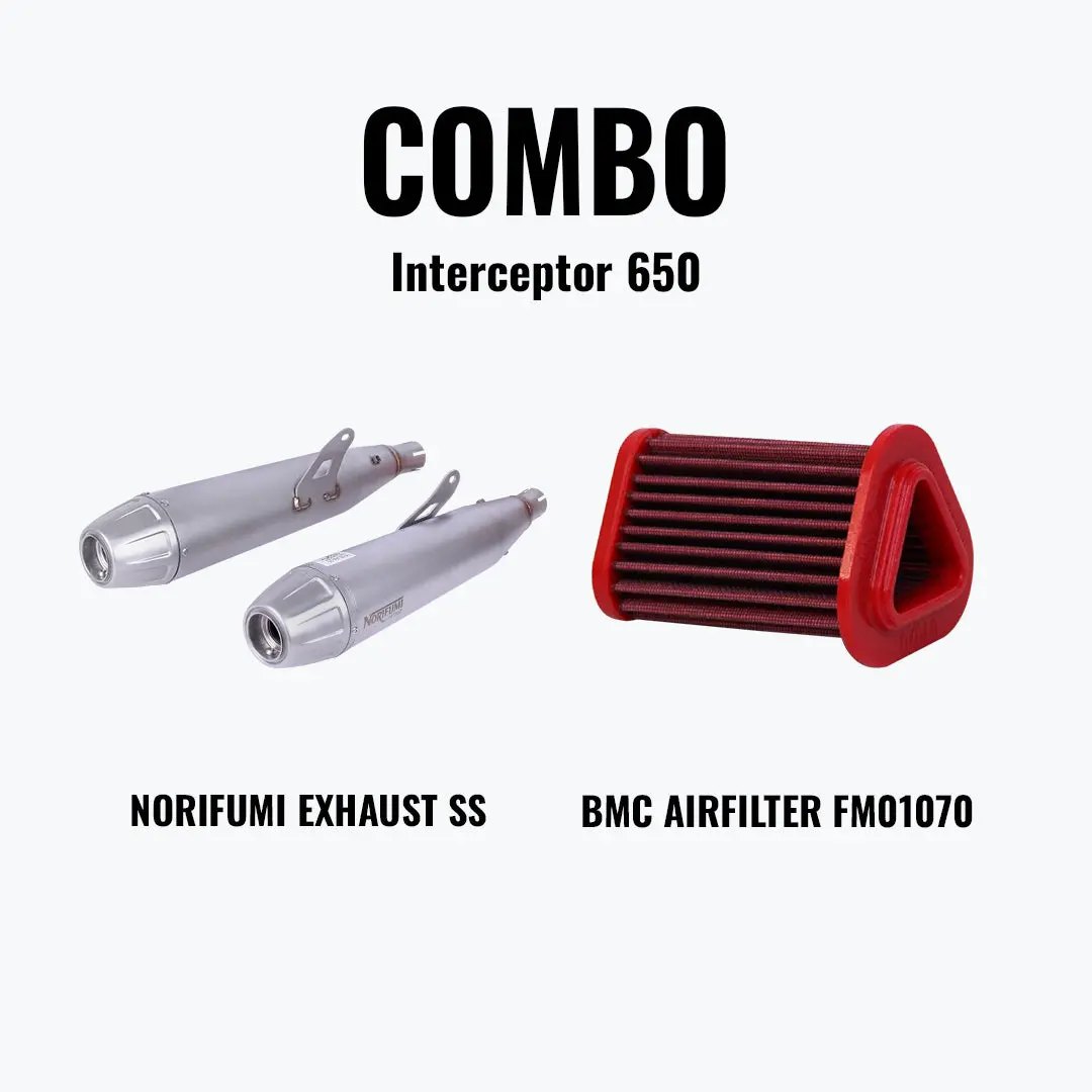 Norifumi Slipon Gtx Interceptor 650 + Bmc Air Filter Re Interceptor Fm01070 1