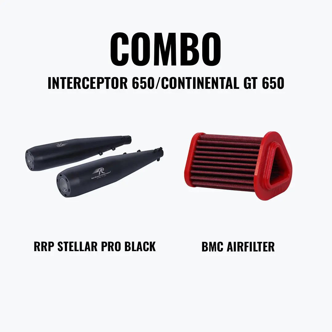 Red Rooster Performance Interceptor 650 & Continental Gt 650 Stellar Pro Black + Bmc Airfilter 1
