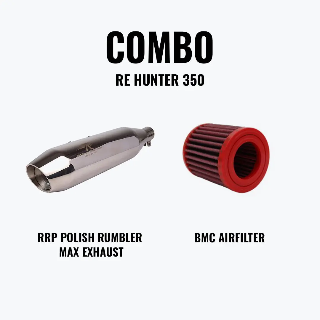Red Rooster Performance Hunter 350 Polish Rumbler Max Exhaust + Bmc Airfilter 1