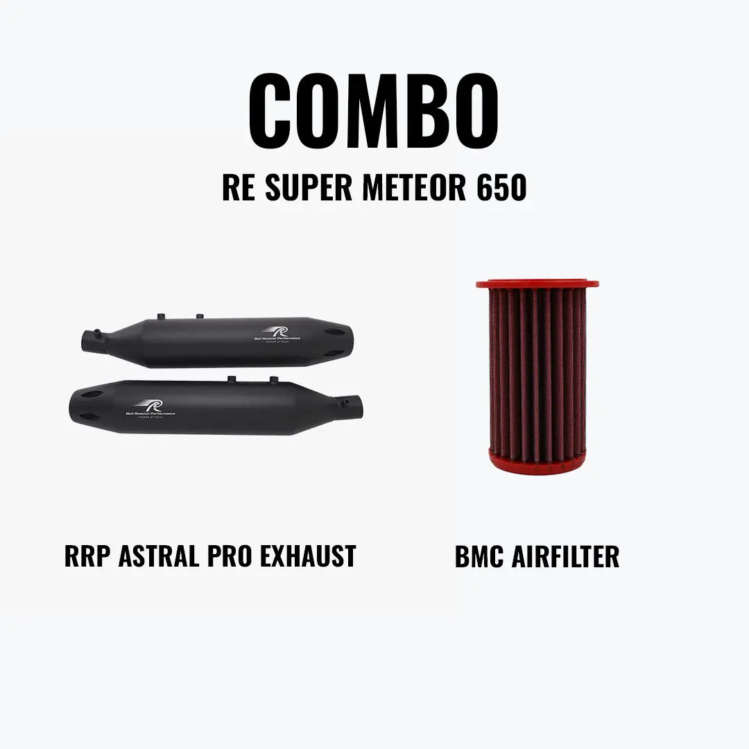 Red Rooster Performance Super Meteor 650 Astral Pro Exhaust Black Matte + Bmc Airfilter 1