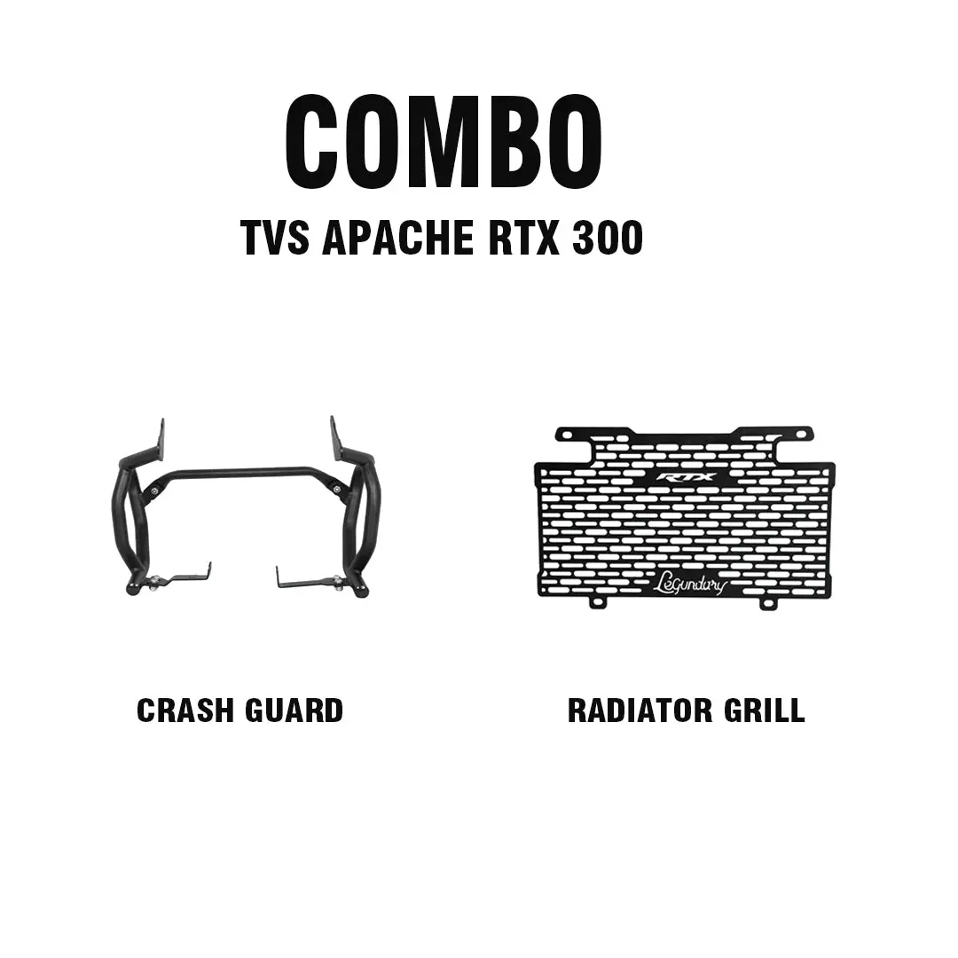 Legundary Tvs Apache Rtx 300 Raptor Crash Guard Upper & Lower Set Blk + Vector Radiator Grill Blk 1