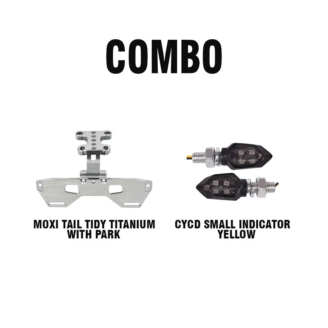 Moxi Tail Tidy Titanium With Park + Cycd Small Indicator Yellow 1