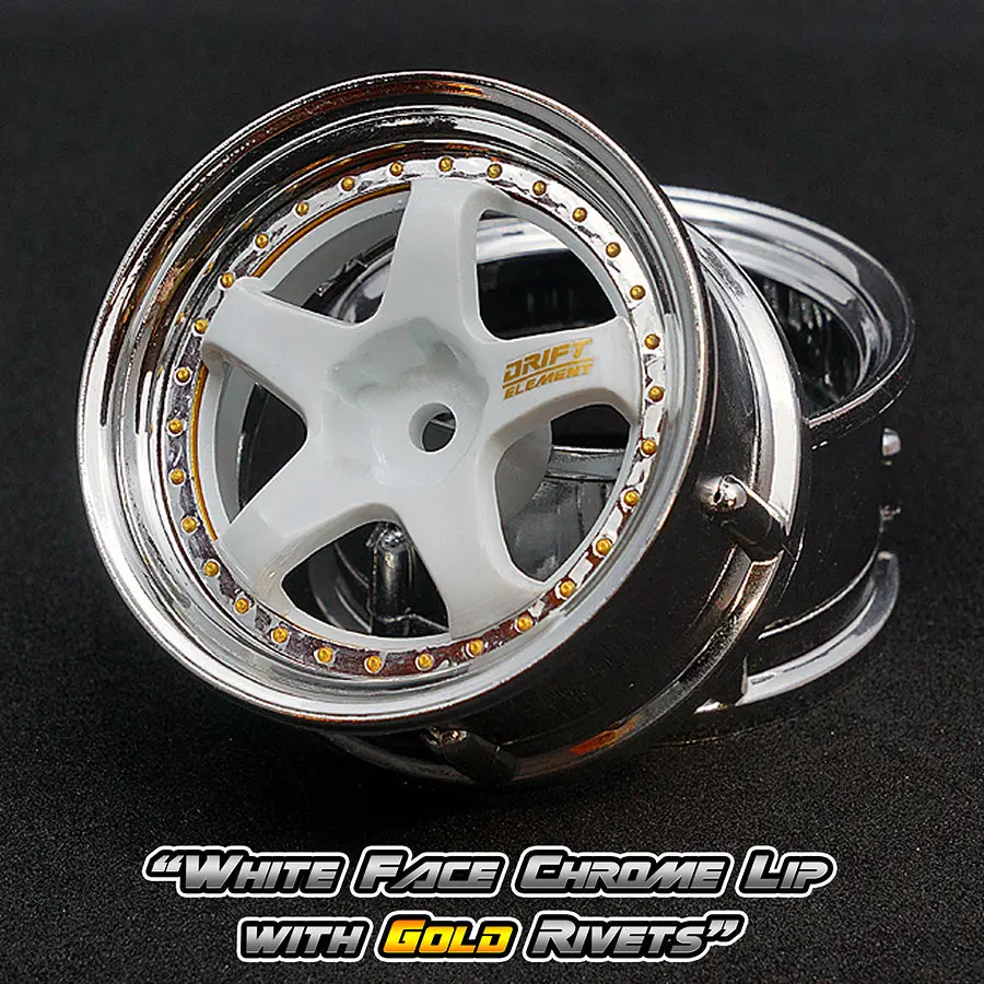 De 5 Spoke Wheel Set - White/Chrome W/ Gold Rivets 1
