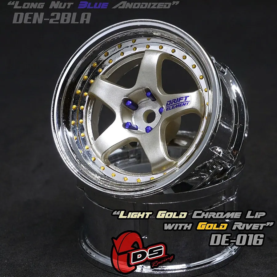 De 5 Spoke Wheel Set - Light Gold/Chrome W/ Gold Rivets 1
