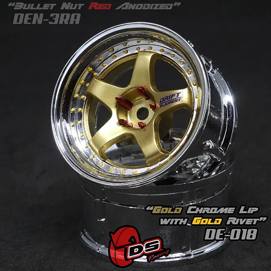 De 5 Spoke Wheel Set - Gold/Chrome W/ Gold Rivets 1