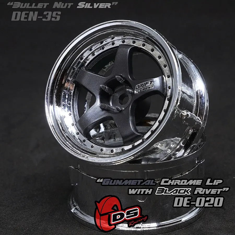 De 5 Spoke Wheel Set - Gunmetal/Chrome W/ Black Rivets 1