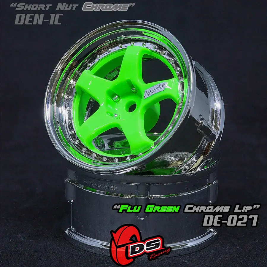 De 5 Spoke Wheel Set - Flu Green/Chrome Lip 1