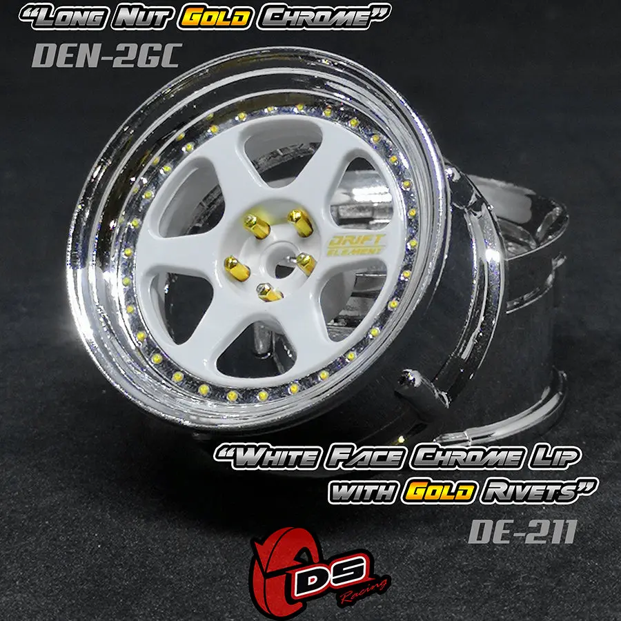 De 6 Spoke Wheel Set - White/Chrome W/ Gold Rivets 1