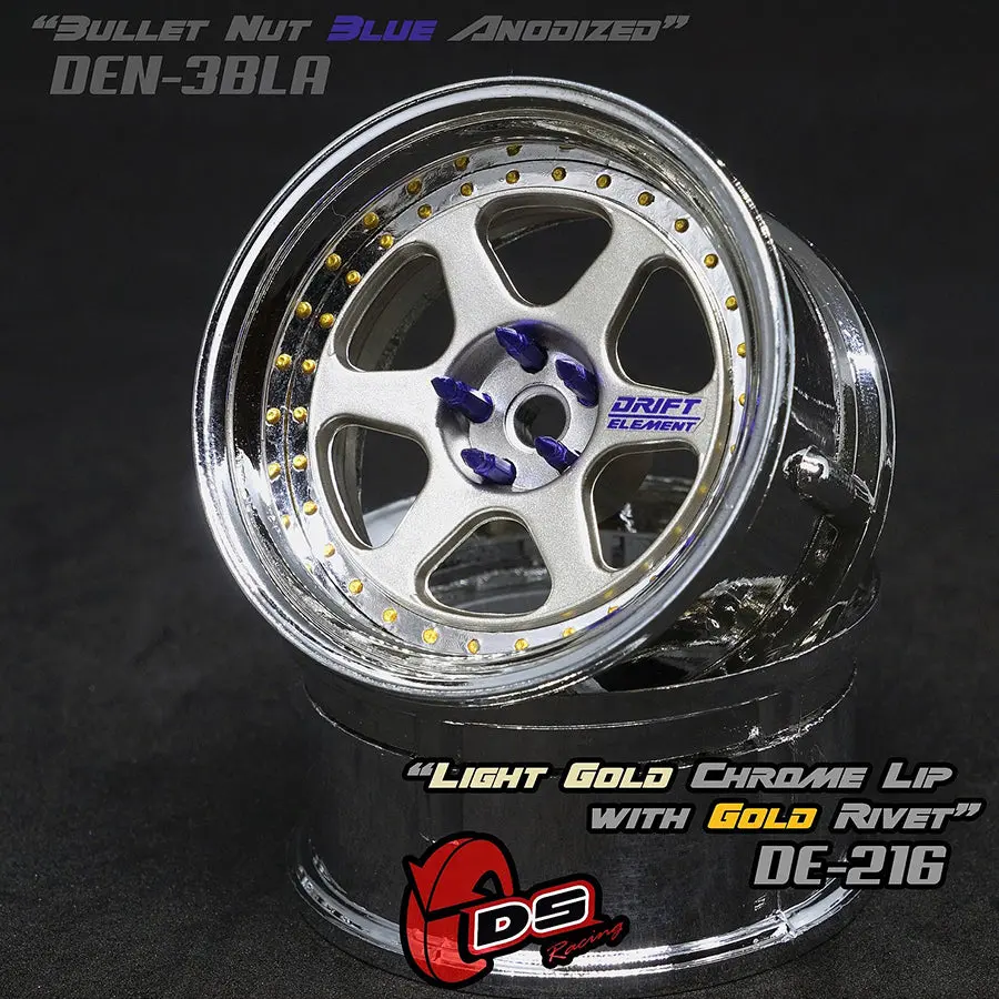 De 6 Spoke Wheel Set - Light Gold/Chrome W/ Gold Rivets 1