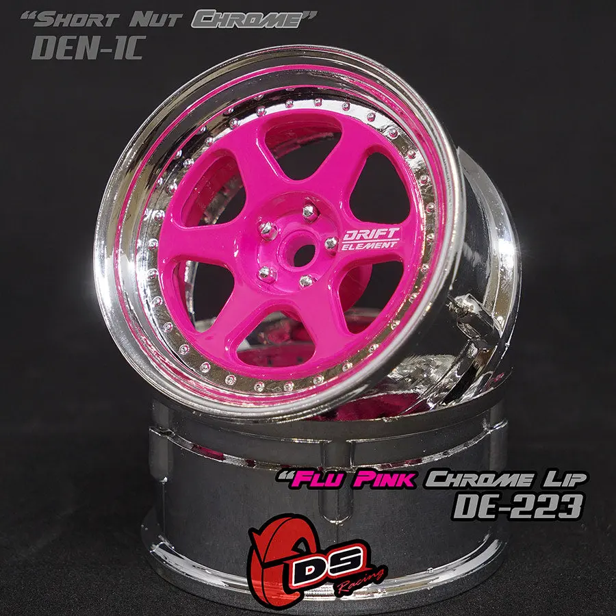 De 6 Spoke Wheel Set - Flu Pink/Chrome Lip 1
