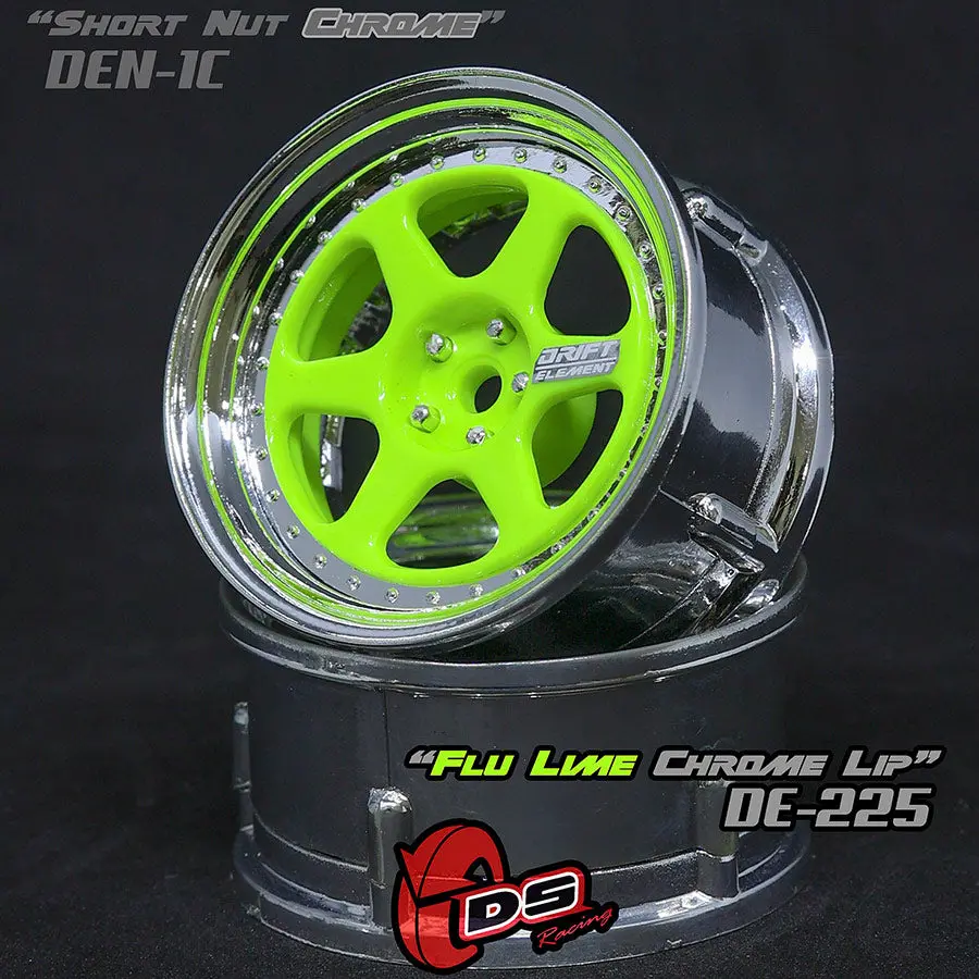 De 6 Spoke Wheel Set - Flu Lime/Chrome Lip 1