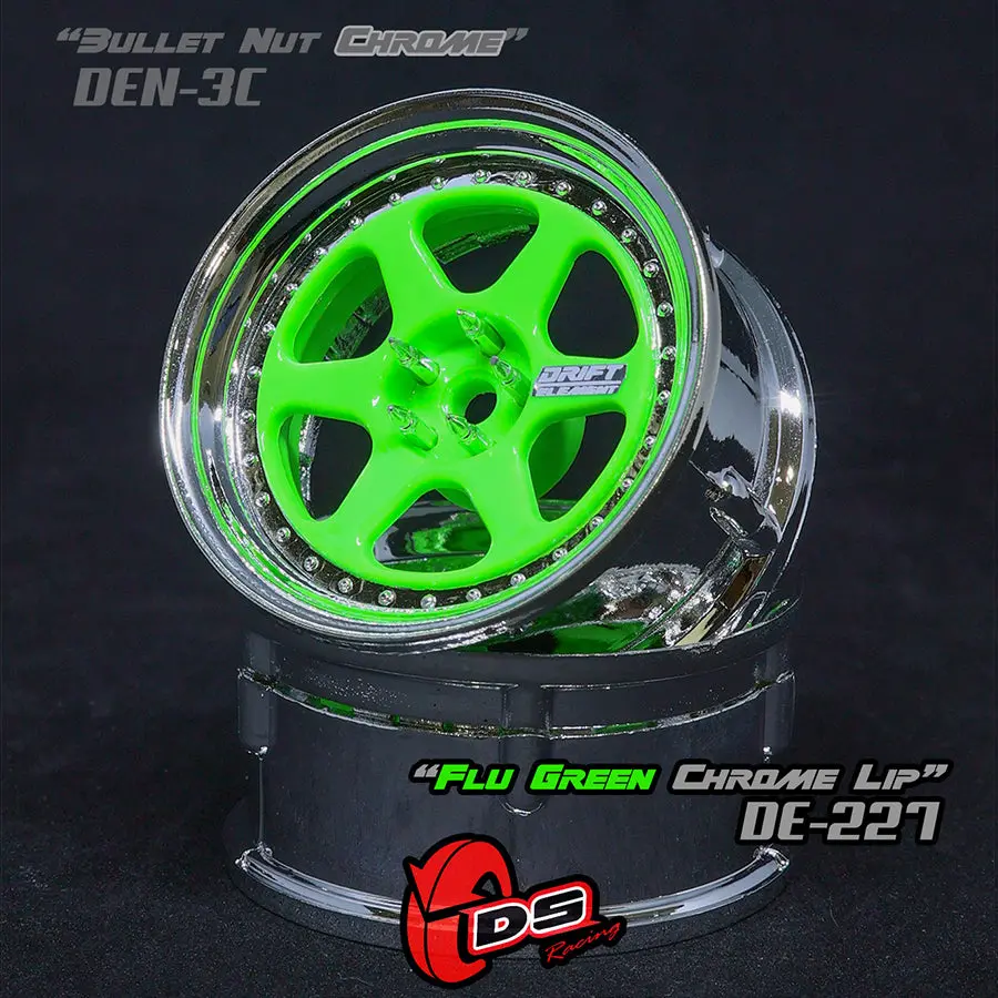 De 6 Spoke Wheel Set - Flu Green/Chrome Lip 1