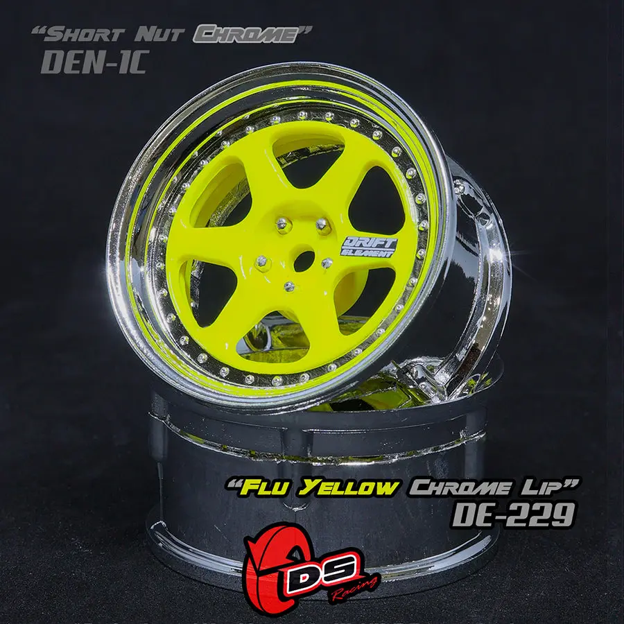 De 6 Spoke Wheel Set - Flu Yellow/Chrome Lip 1