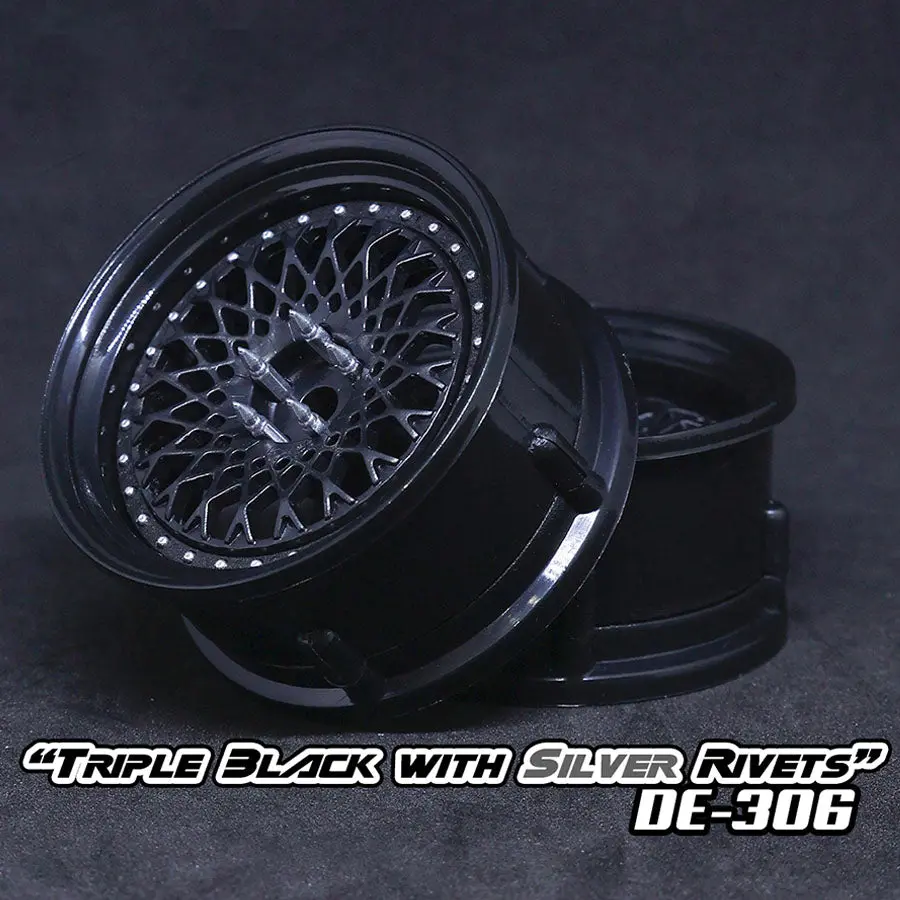 De Mesh Wheel Set - Triple Black W/ Silver Rivets 1
