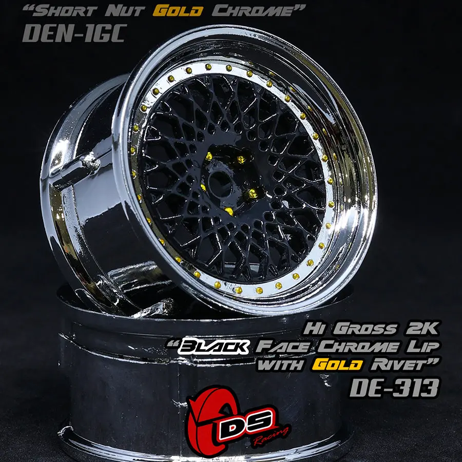 De Mesh Wheel Set - Black/Chrome W/ Gold Rivets 1