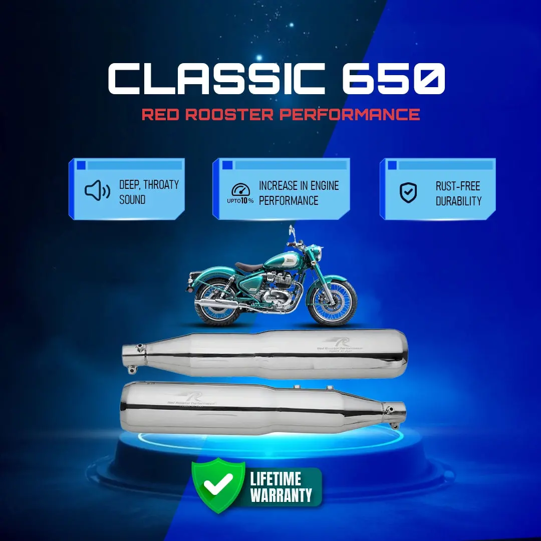 Red Rooster Performance Classic 650 Atlas Polish Exhaust 1