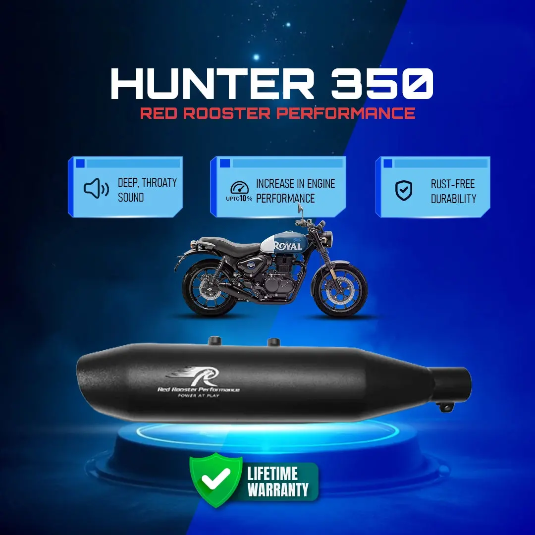 Red Rooster Performance Hunter 350 Matte Black Rumbler Max Exhaust 1