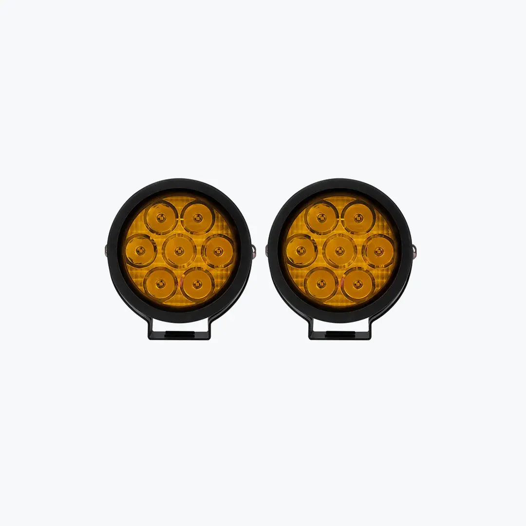 Hjg 7 Led Round Foglight With Yellow Cap 70W 1