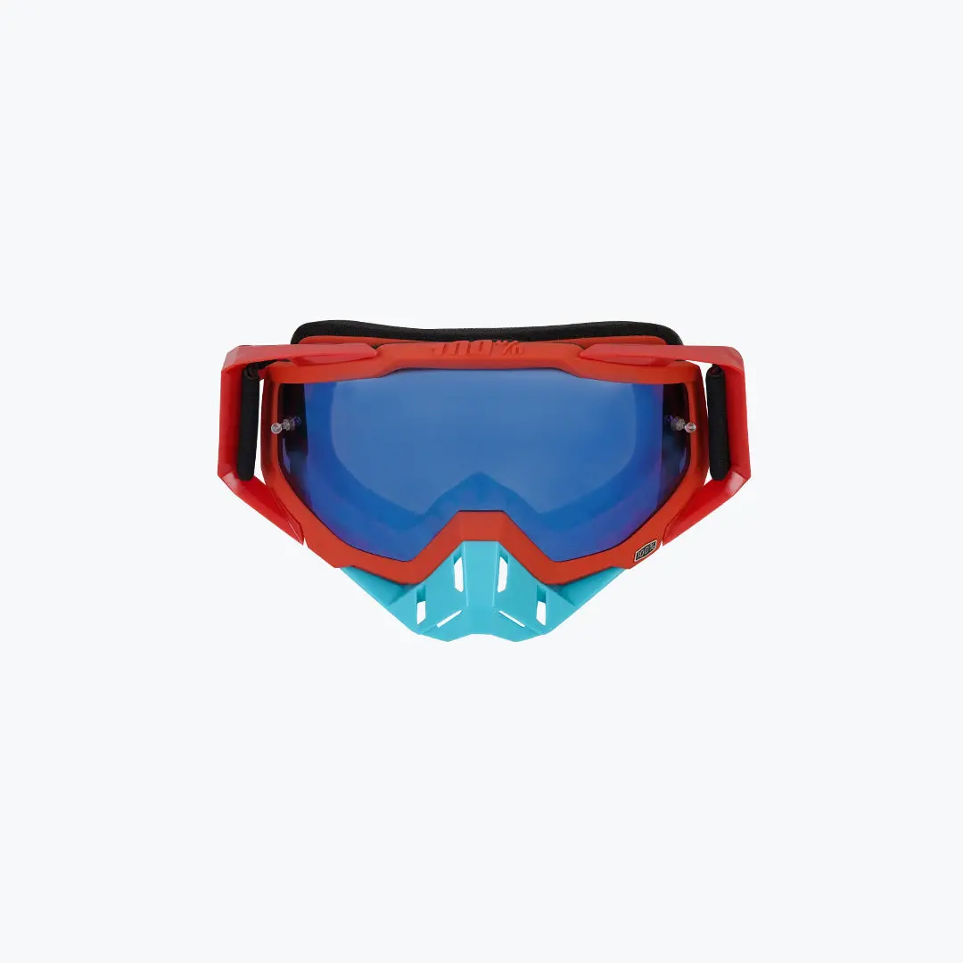 100% Goggles Light Blue Nose Red Blue Tint With Box 1