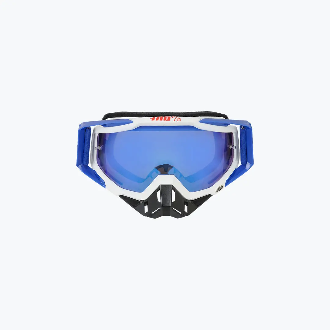 100% Goggles Black Nose White Blue Tint With Box 1