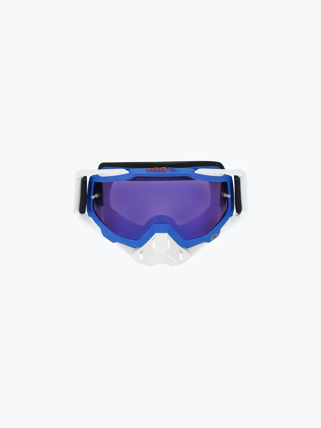 100% Goggles White Nose & Frame Blue Tint With Box 1