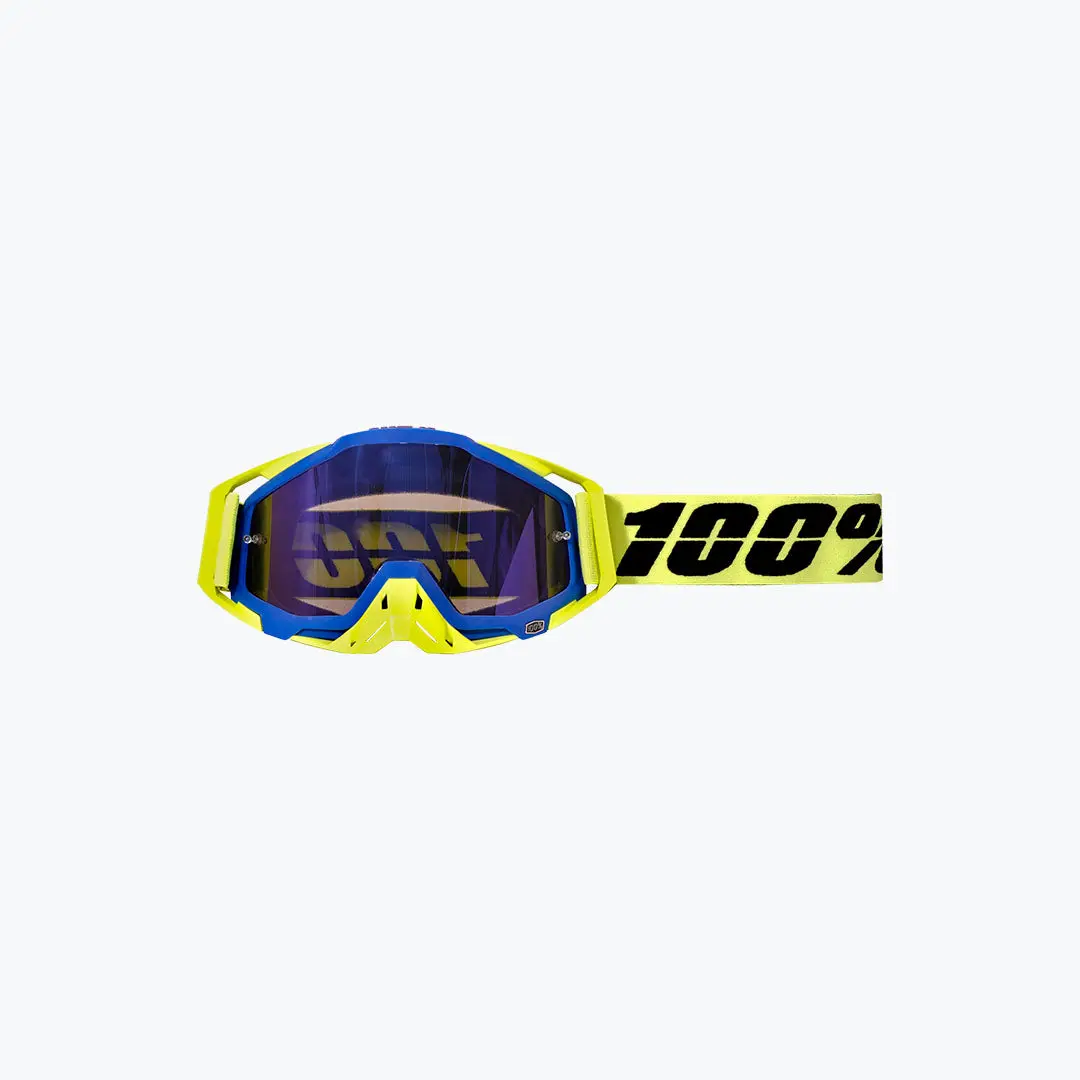 100% Goggles Yellow Nose Black Blue Tint With Box 1