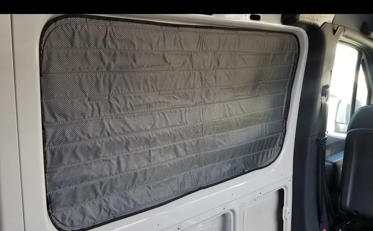2007+ Sprinter Van Fabric - Magnetic Ds Front Galley Window Cover 1