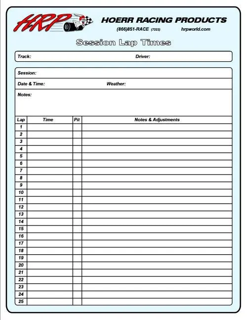 Session Lap Times Pad 1