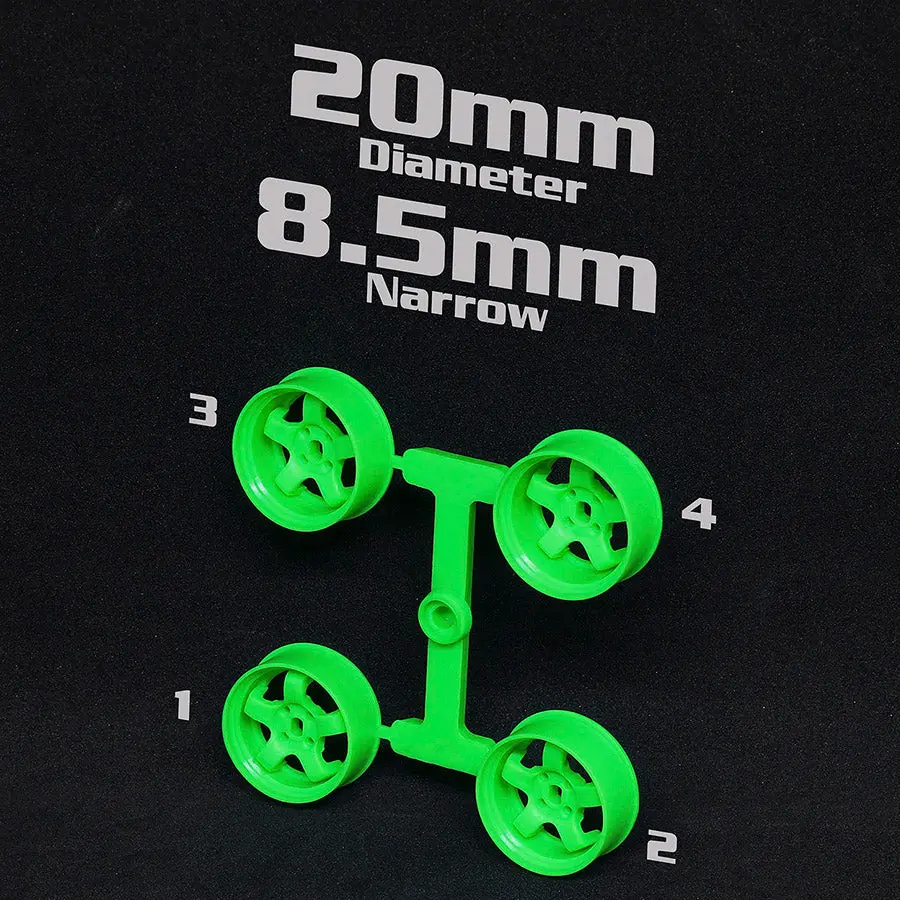 Ds Racing Mini-Z 20Mm Narrow Rims - Flo Green 1