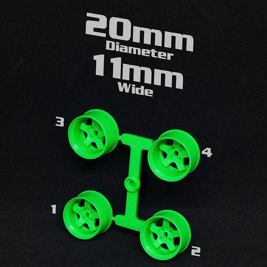 Ds Racing Mini-Z 20Mm Wide Rims - Flo Green 1