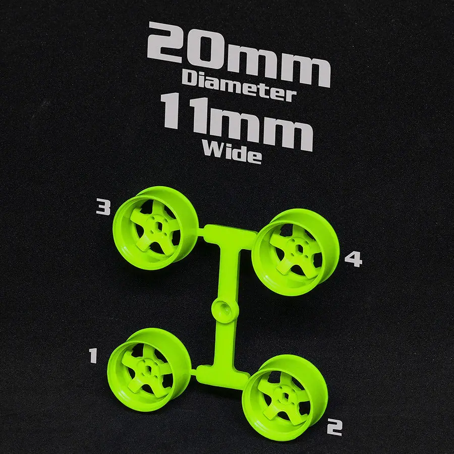 Ds Racing Mini-Z 20Mm Wide Rims - Flo Lime 1