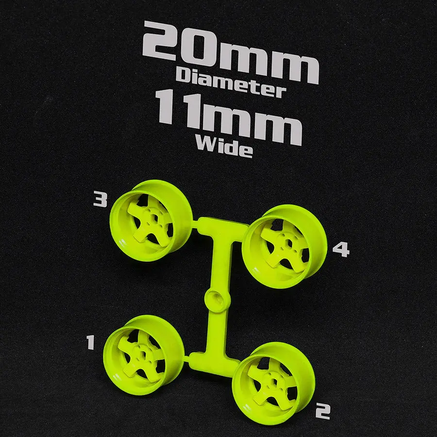 Ds Racing Mini-Z 20Mm Wide Rims - Flo Yellow 1