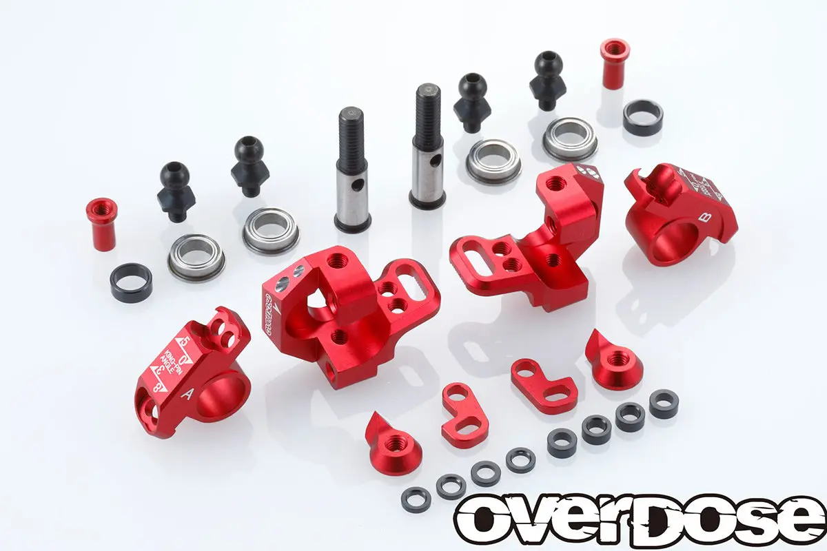 Overdose Alum. Adjustable Knuckle Set Type-2 - Red 1
