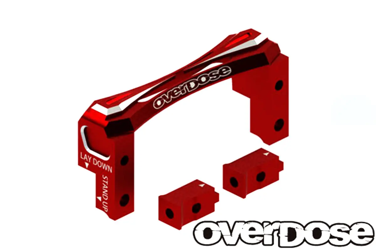 Overdose Alum. 2-Way Layout Servo Mount - Red 1