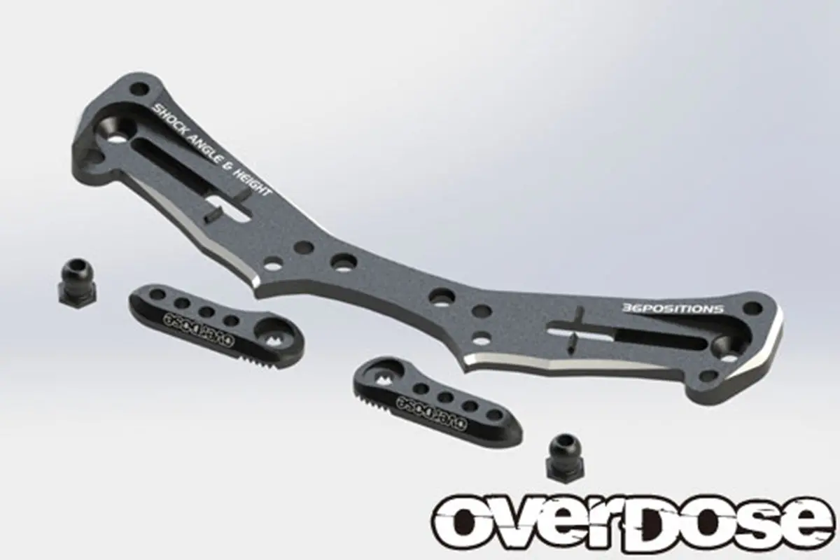 Overdose Adjustable Alum. Rear Shock Tower - Black 1