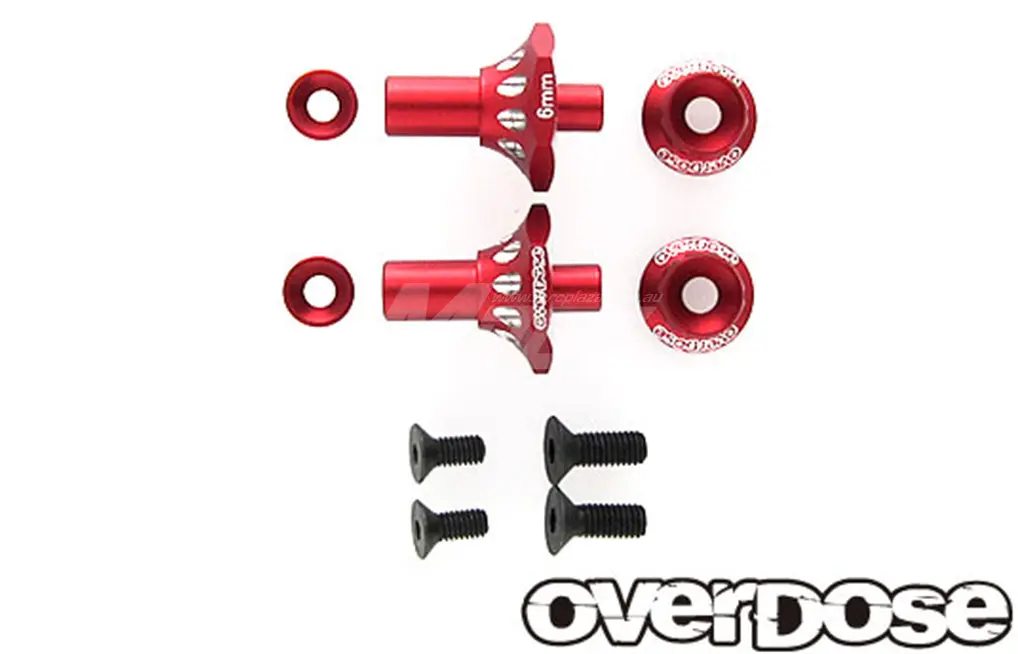 Overdose Alum. One Piece Axle Shaft 6Mm - Red 1