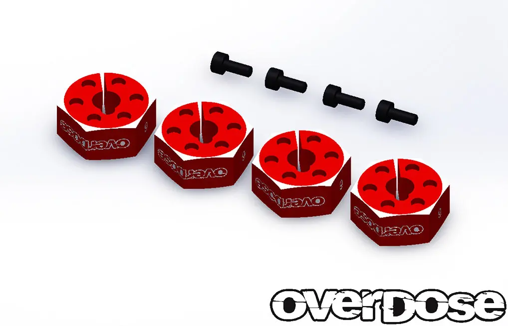 Overdose Alum. Wheel Hub Set 6Mm - Red 1