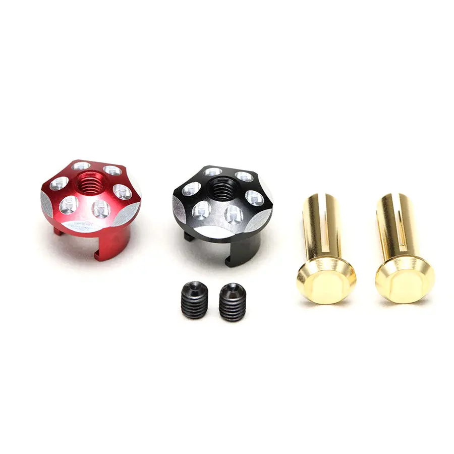 Yokomo Racing Performer Alum. Battery Plug Cap Set Φ4 - Red/Black 1