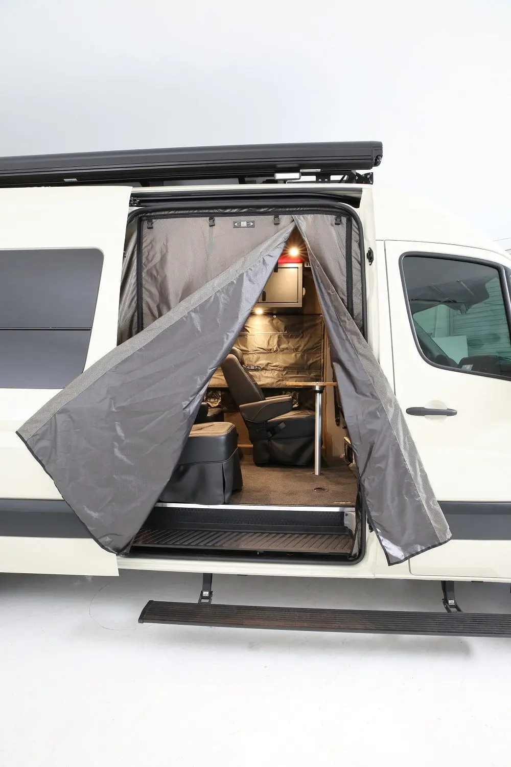 07+ Sprinter Van Fabric - Passenger Side Sliding Door Solid Cover W/Frame 1